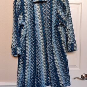 G by Giuliana Blue and White Knit Cardigan